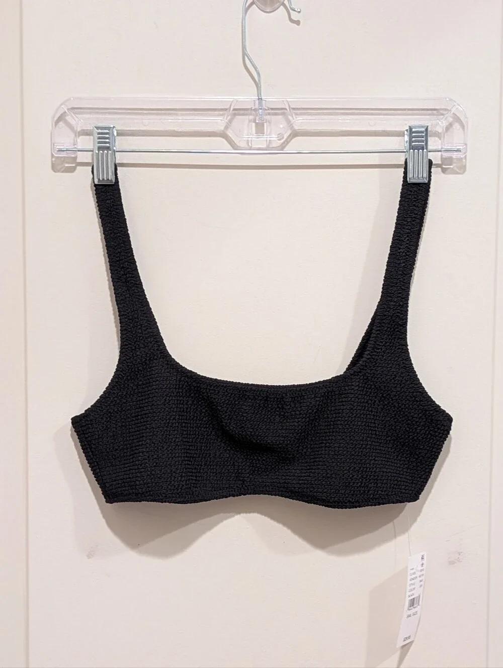 PacSun Black Textured Square Neck Bikini Top Size Small - Picture 1 of 5